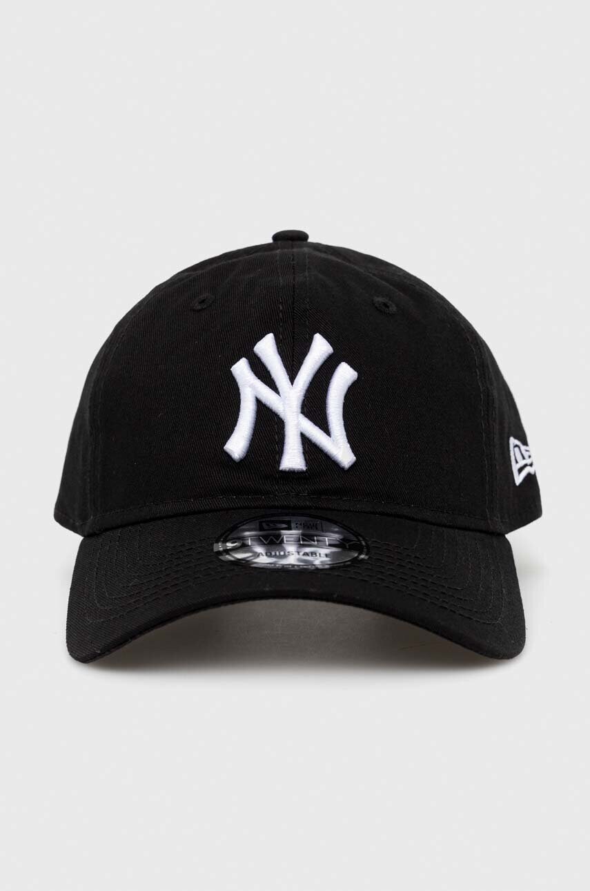 Бавовняна бейсболка New Era колір чорний з аплікацією NEW YORK YANKEES