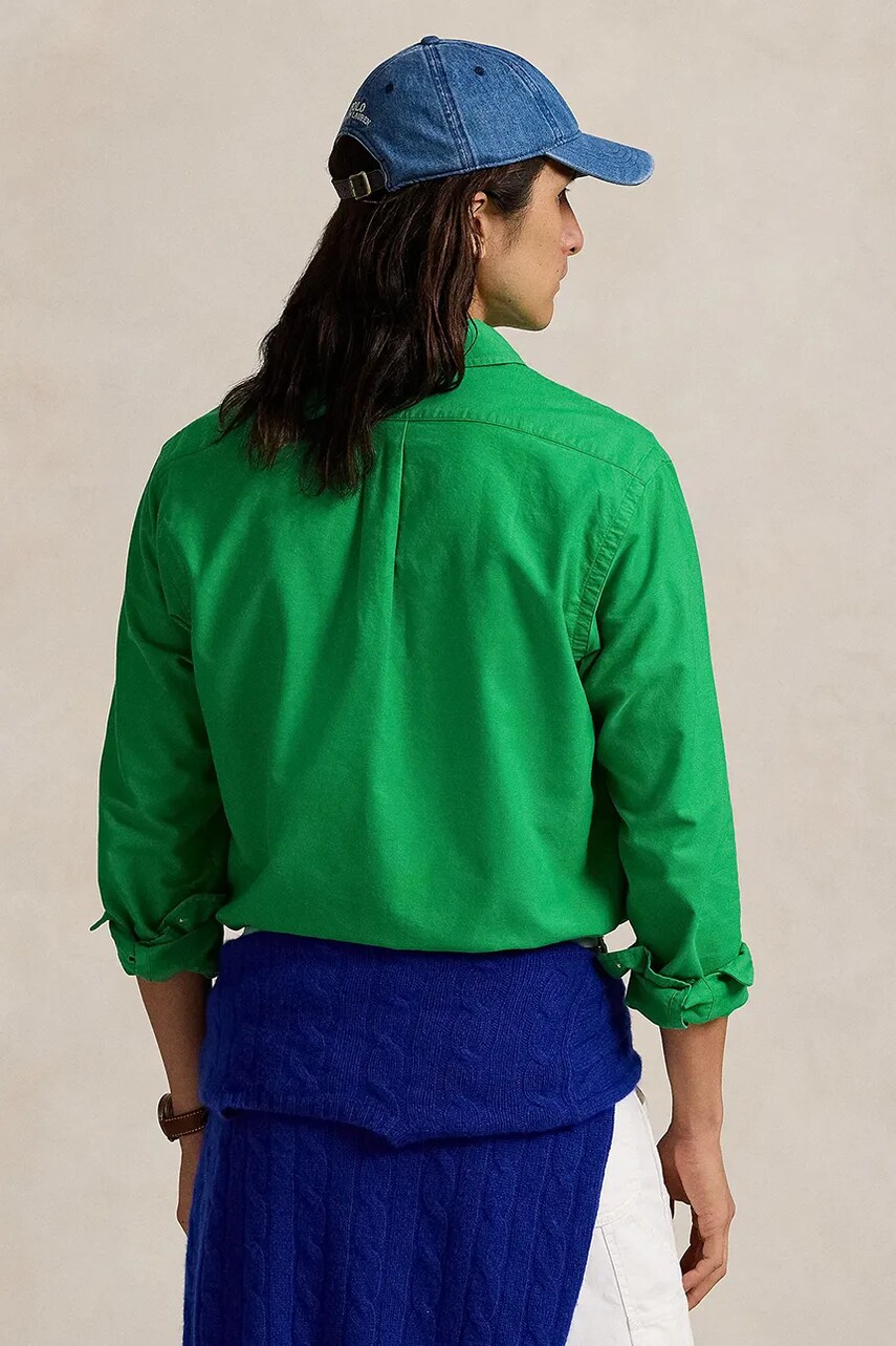Бавовняна сорочка Polo Ralph Lauren чоловіча колір зелений regular комір button-down