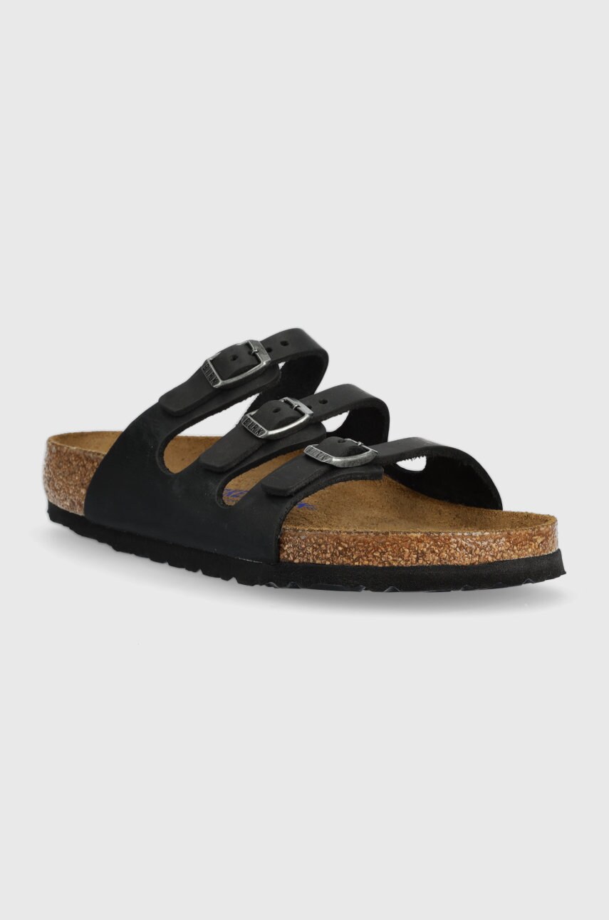 Шкіряні шльопанці Birkenstock Florida жіночі колір чорний 1011445