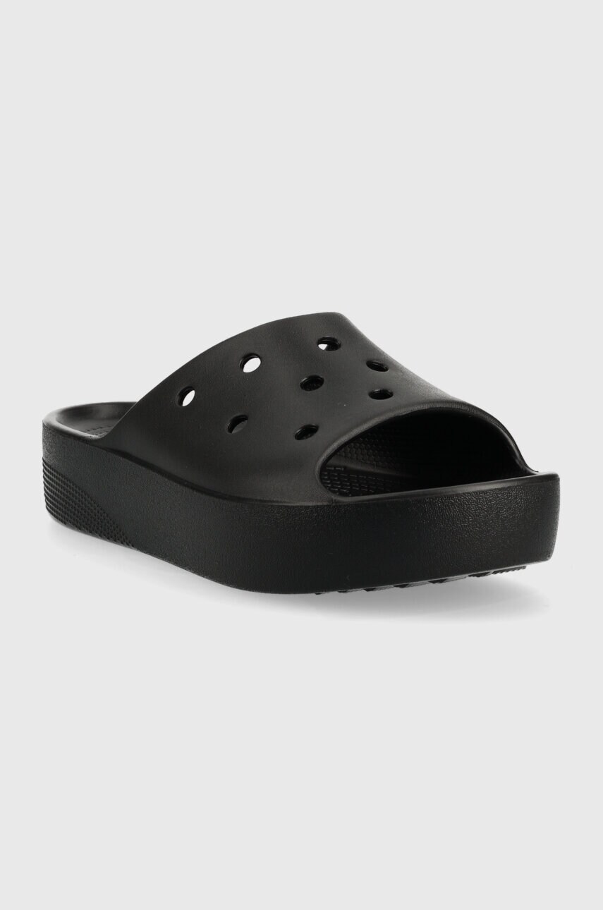 Шльопанці Crocs Classic Platform Slide жіночі колір чорний на платформі 208180.001-001