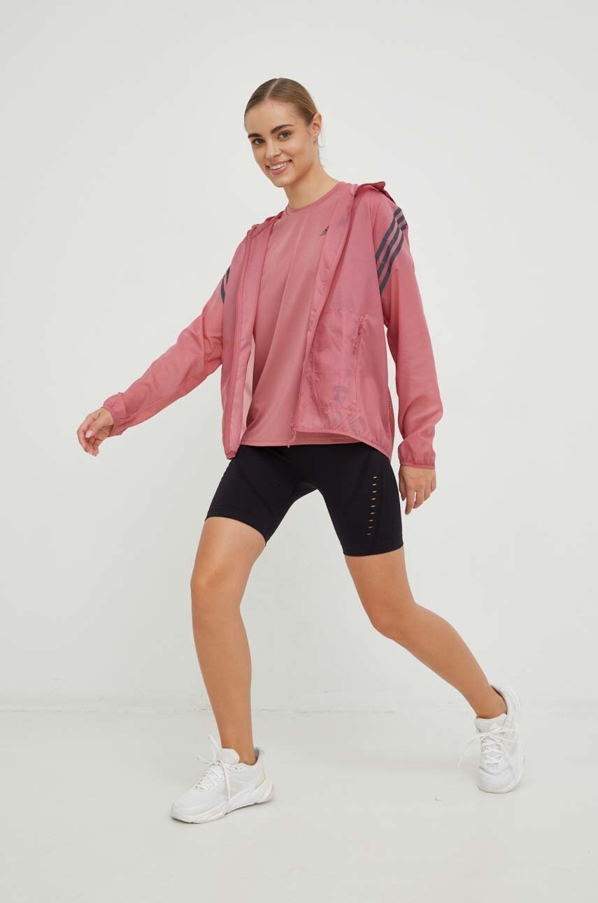 Вітровка adidas Performance Run Icons колір рожевий перехідна
