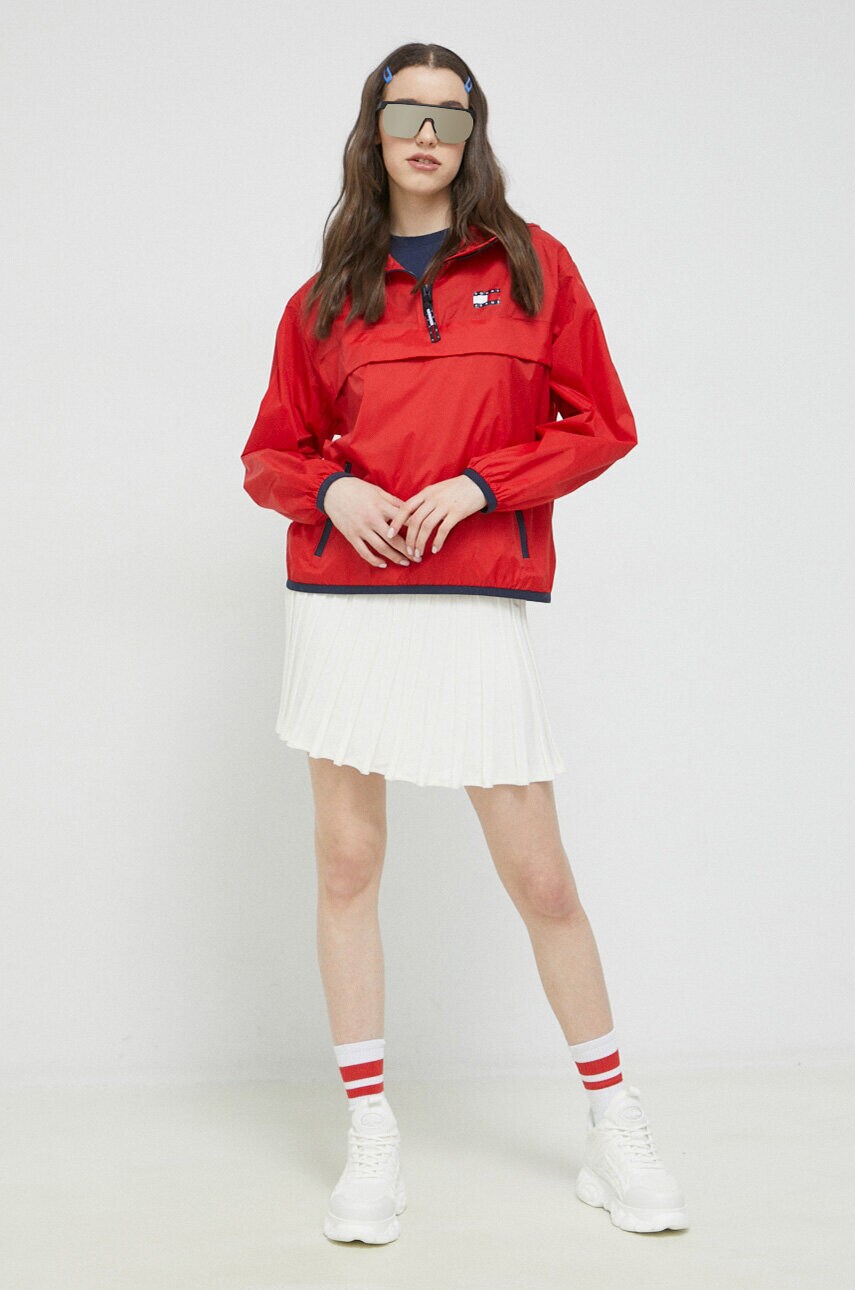 Куртка Tommy Jeans жіноча колір червоний перехідна oversize