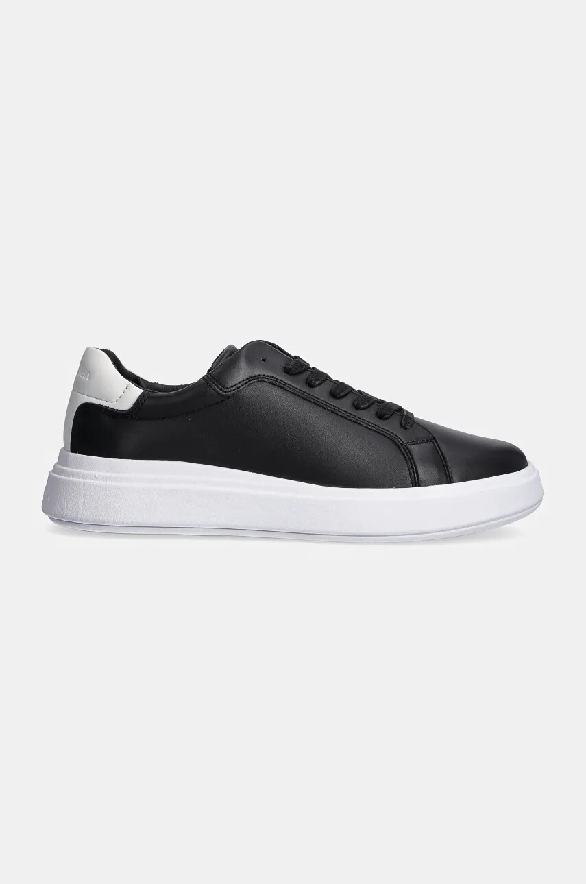 Шкіряні кросівки Calvin Klein LOW TOP LACE UP LTH колір чорний HM0HM01016
