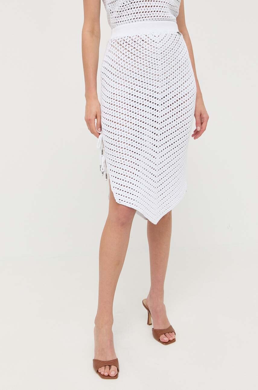 Спідниця Guess колір білий midi пряма