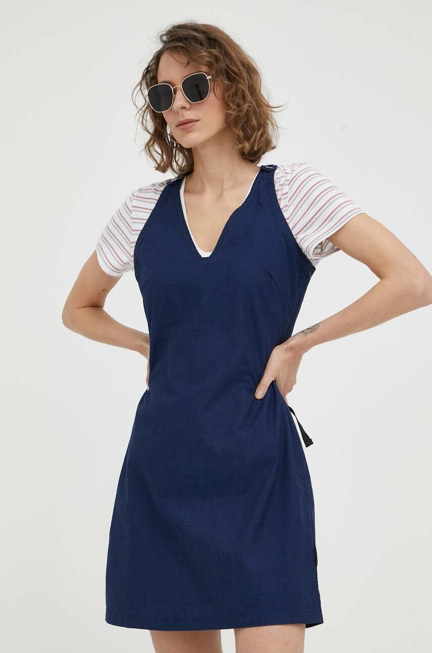 Бавовняна сукня G-Star Raw колір синій mini розкльошена
