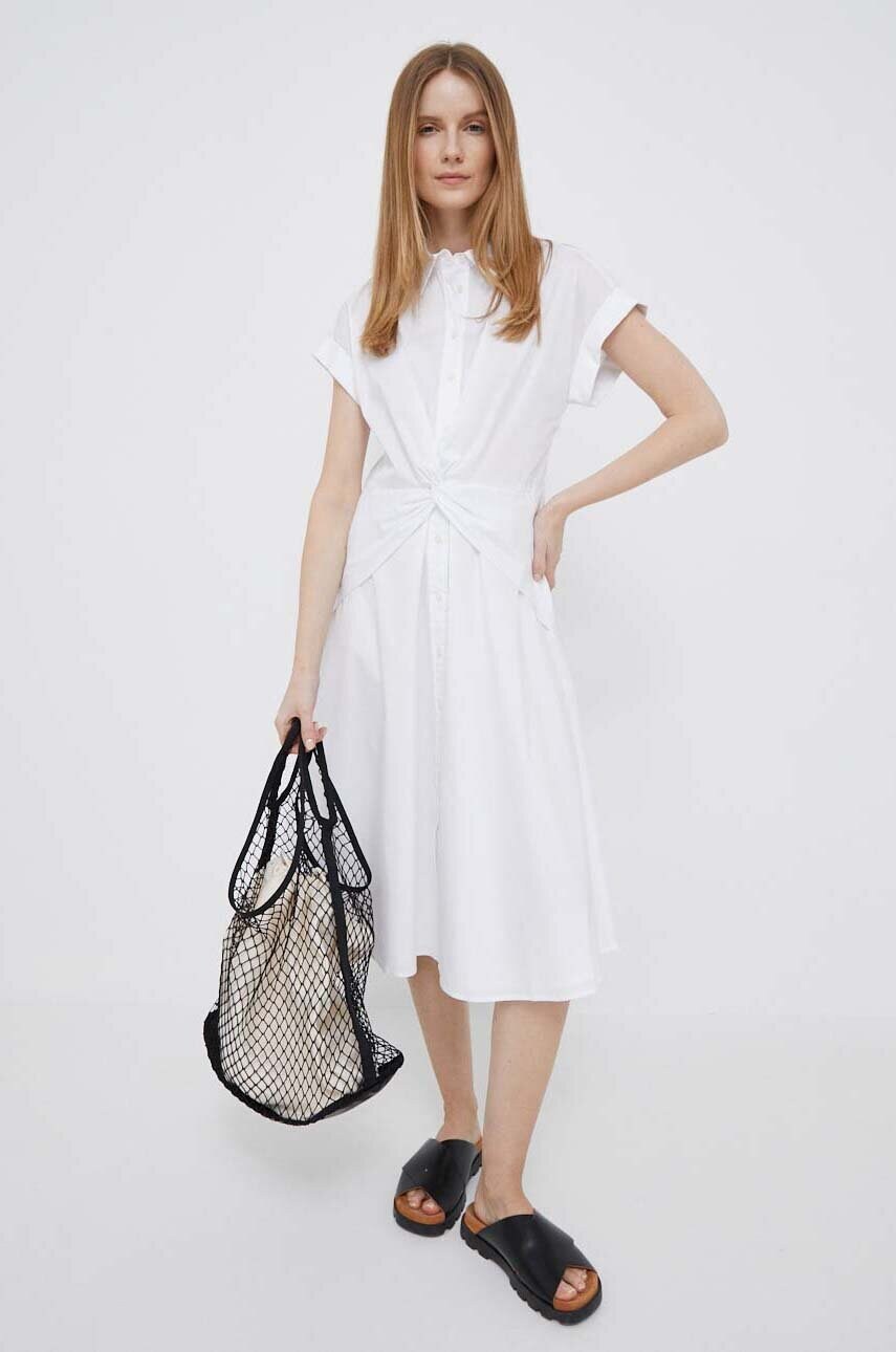 Сукня Lauren Ralph Lauren колір білий midi розкльошена