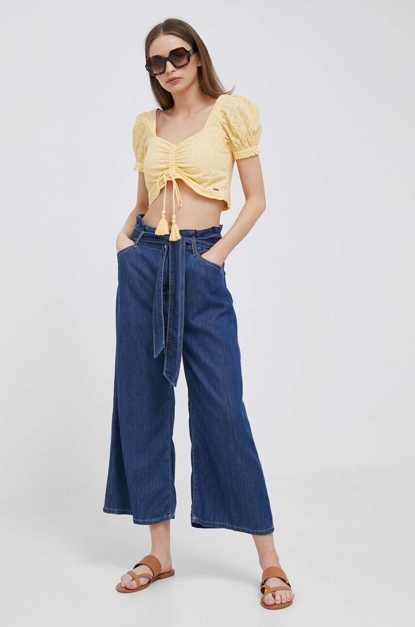 Бавовняний топ Pepe Jeans колір жовтий