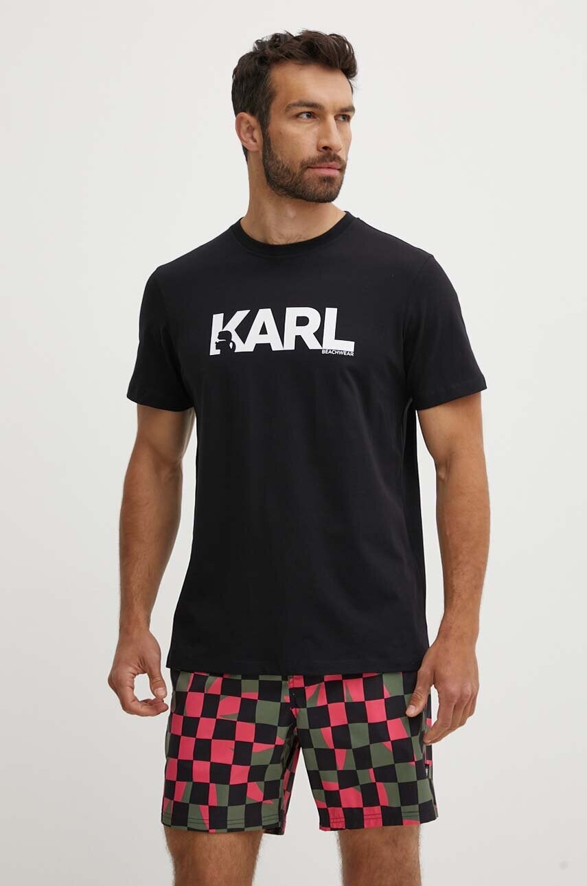 Бавовняна футболка Karl Lagerfeld колір чорний з принтом