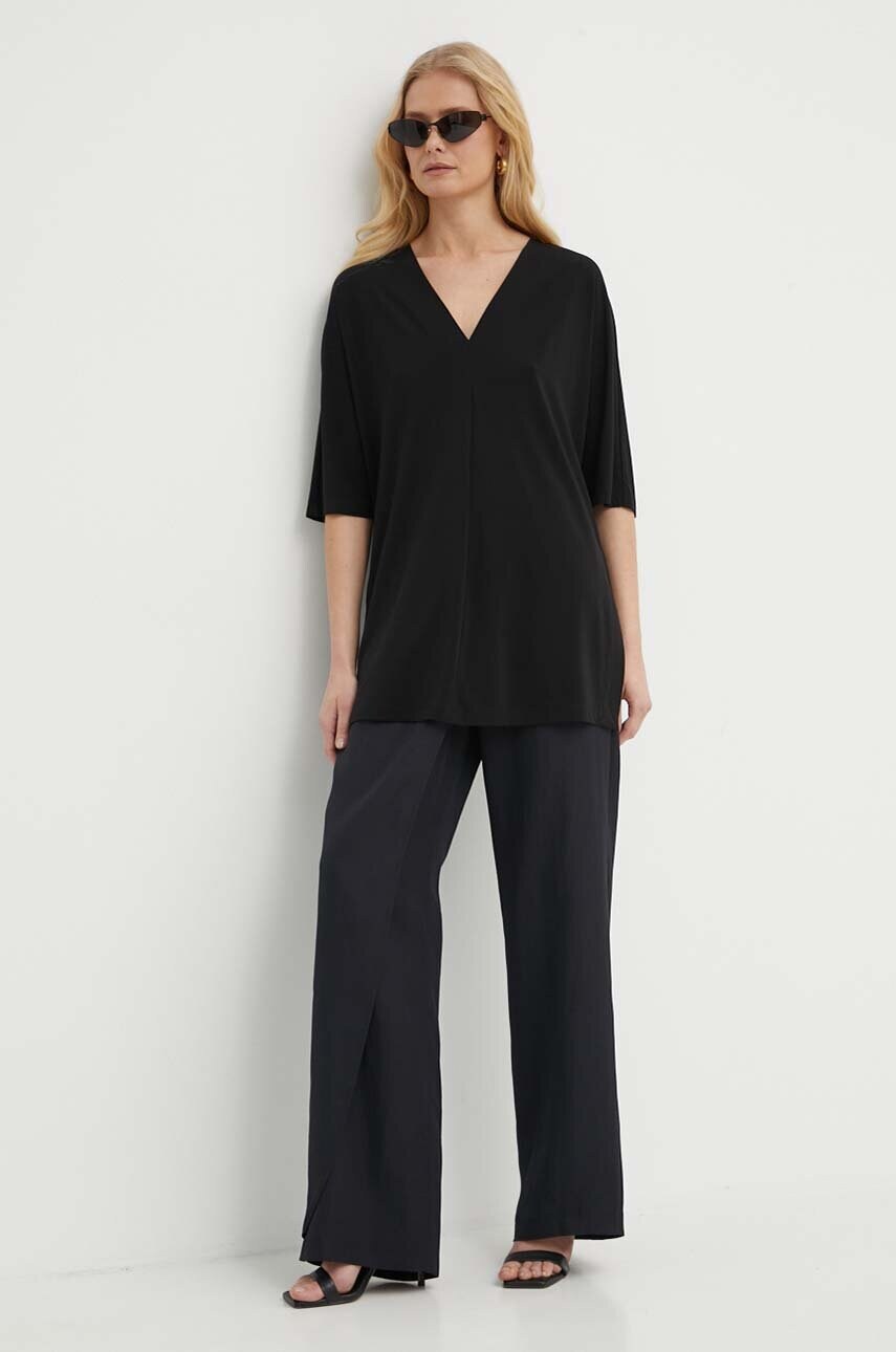 Блузка Max Mara Leisure жіноча колір чорний однотонна 2416941068600