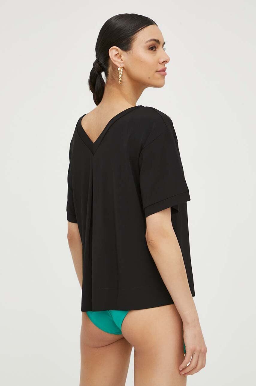 Блузка Max Mara Beachwear жіноча колір чорний однотонна
