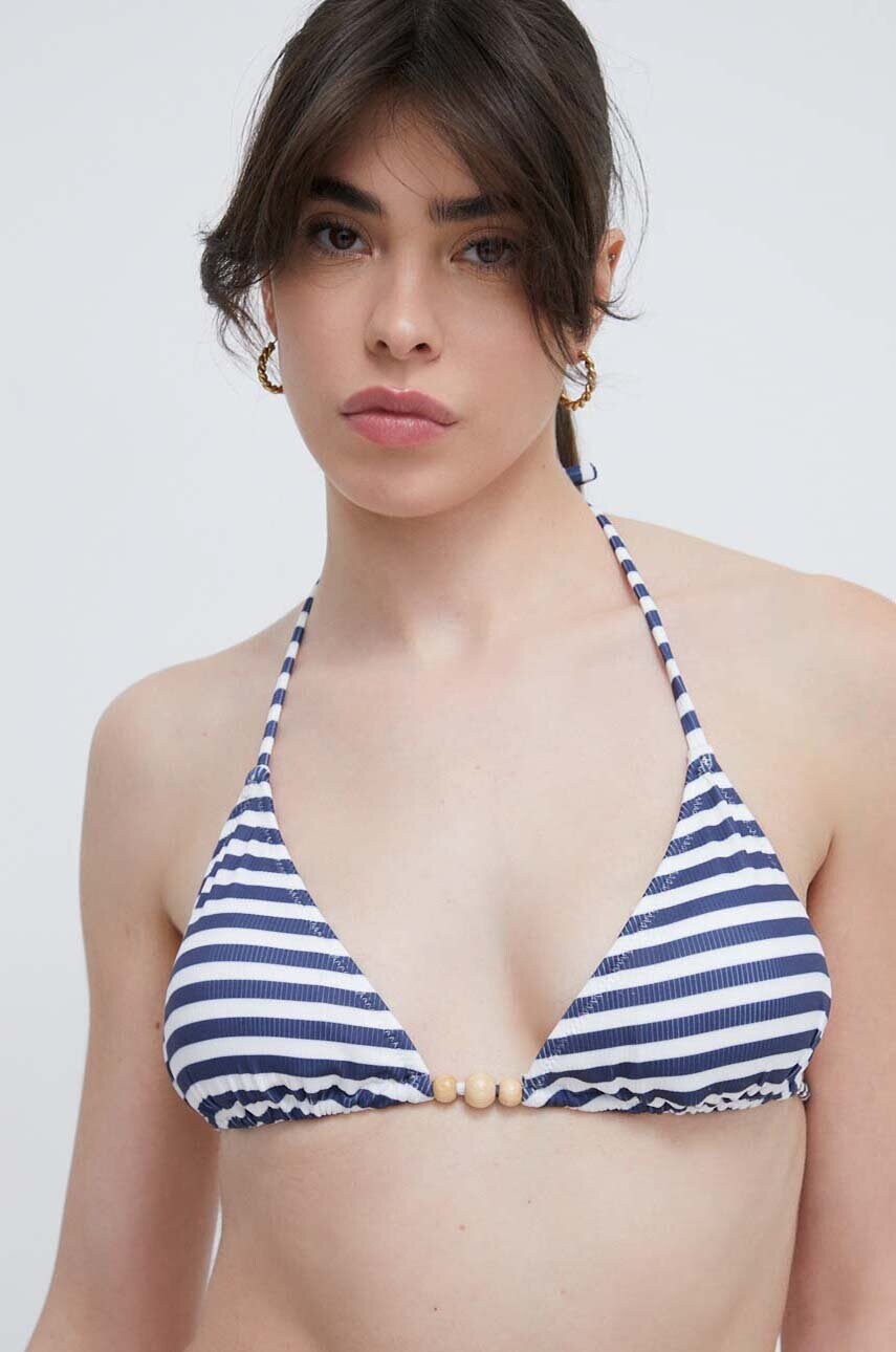 Купальний бюстгальтер Pepe Jeans STP RIB TR TOP колір синій злегка ущільнена чашечка PLB10523