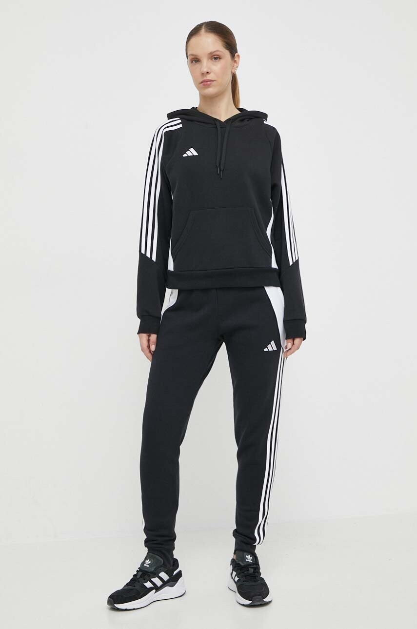 Тренувальна кофта adidas Performance Tiro24 колір чорний з капюшоном з аплікацією IJ5607