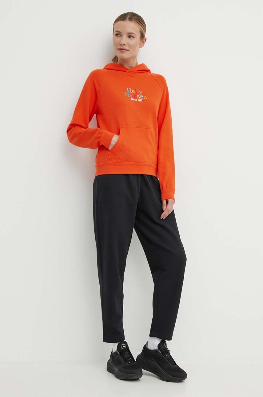Кофта Helly Hansen жіноча колір помаранчевий з капюшоном з аплікацією 54239