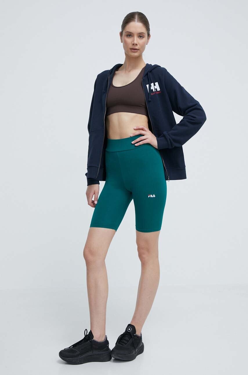 Бавовняна кофта Helly Hansen жіноча колір синій з капюшоном меланж 34461