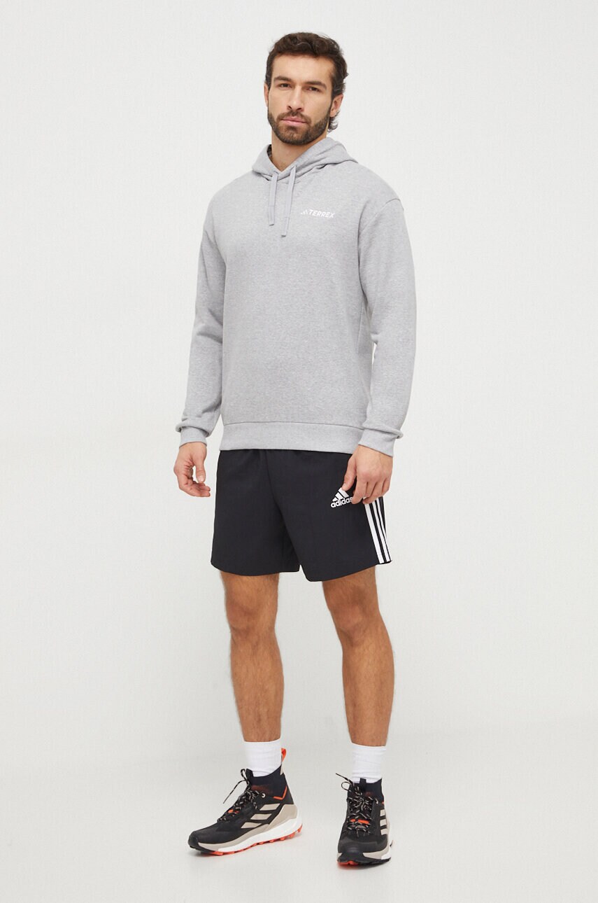 Спортивна кофта adidas TERREX колір сірий з капюшоном меланж