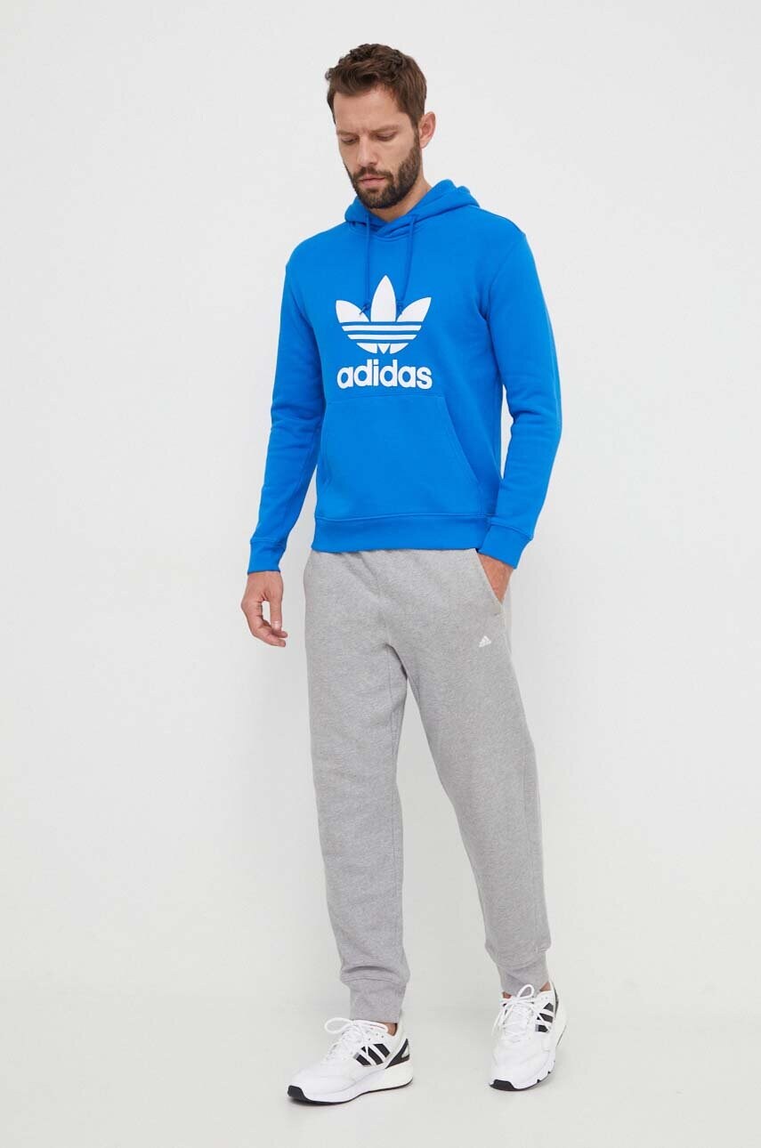 Бавовняна кофта adidas Originals Adicolor Classics Trefoil чоловіча з капюшоном з принтом IM9410