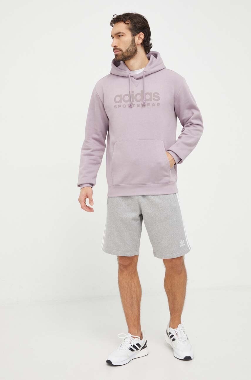 Кофта adidas чоловіча колір фіолетовий з капюшоном з принтом