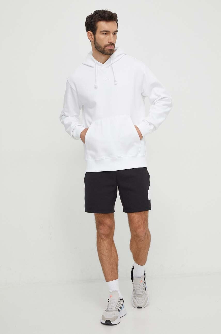 Кофта adidas чоловіча колір білий з капюшоном однотонна