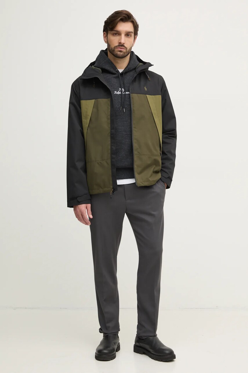 Кофта Polo Ralph Lauren чоловіча колір чорний з капюшоном з аплікацією 710936586
