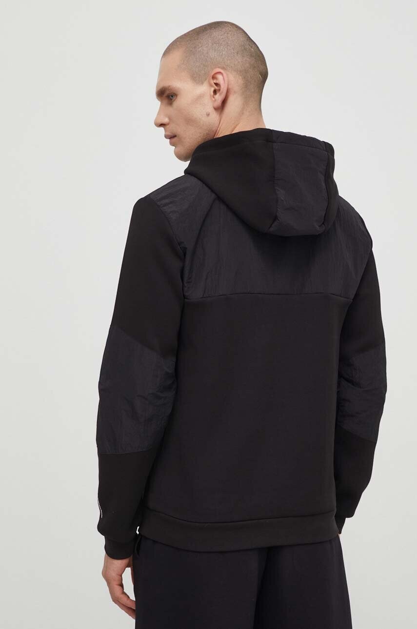 Кофта EA7 Emporio Armani чоловіча колір чорний з капюшоном однотонна