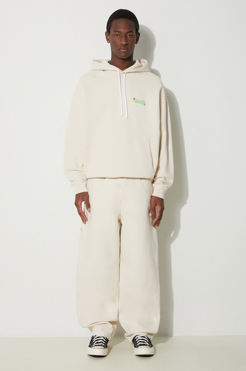 Бавовняна кофта Marcelo Burlon Solsticio Comfort Hoodie чоловіча колір бежевий з капюшоном з принтом CMBB106S24FLE0060C50