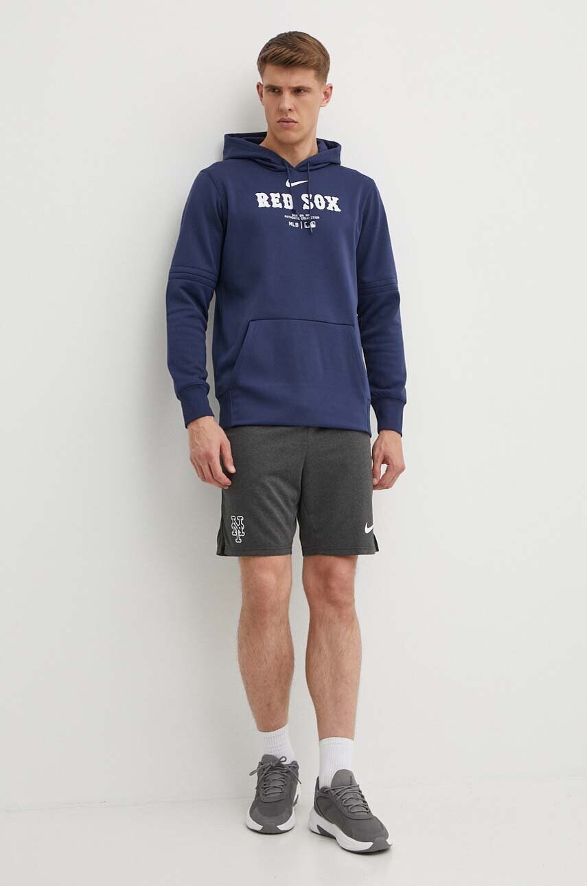 Кофта Nike Boston Red Sox чоловіча колір синій з капюшоном з принтом