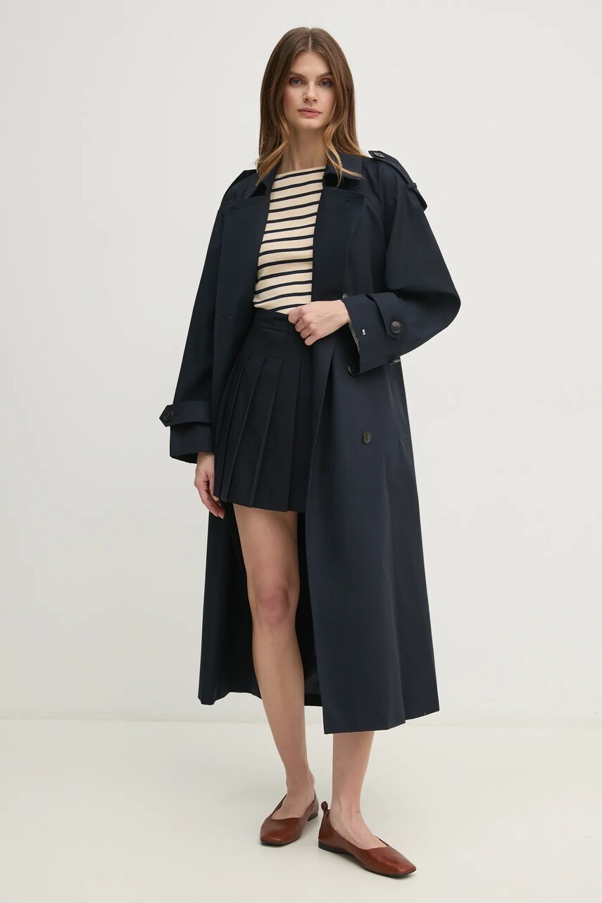 Бавовняний лонгслів Tommy Hilfiger колір бежевий WW0WW40589