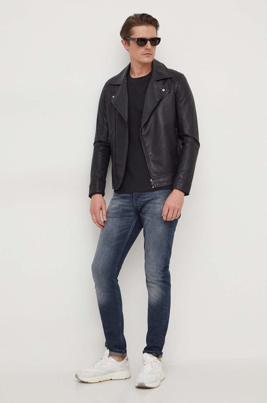 Бавовняний лонгслів Pepe Jeans CONNOR LONG. колір чорний однотонний PM509219