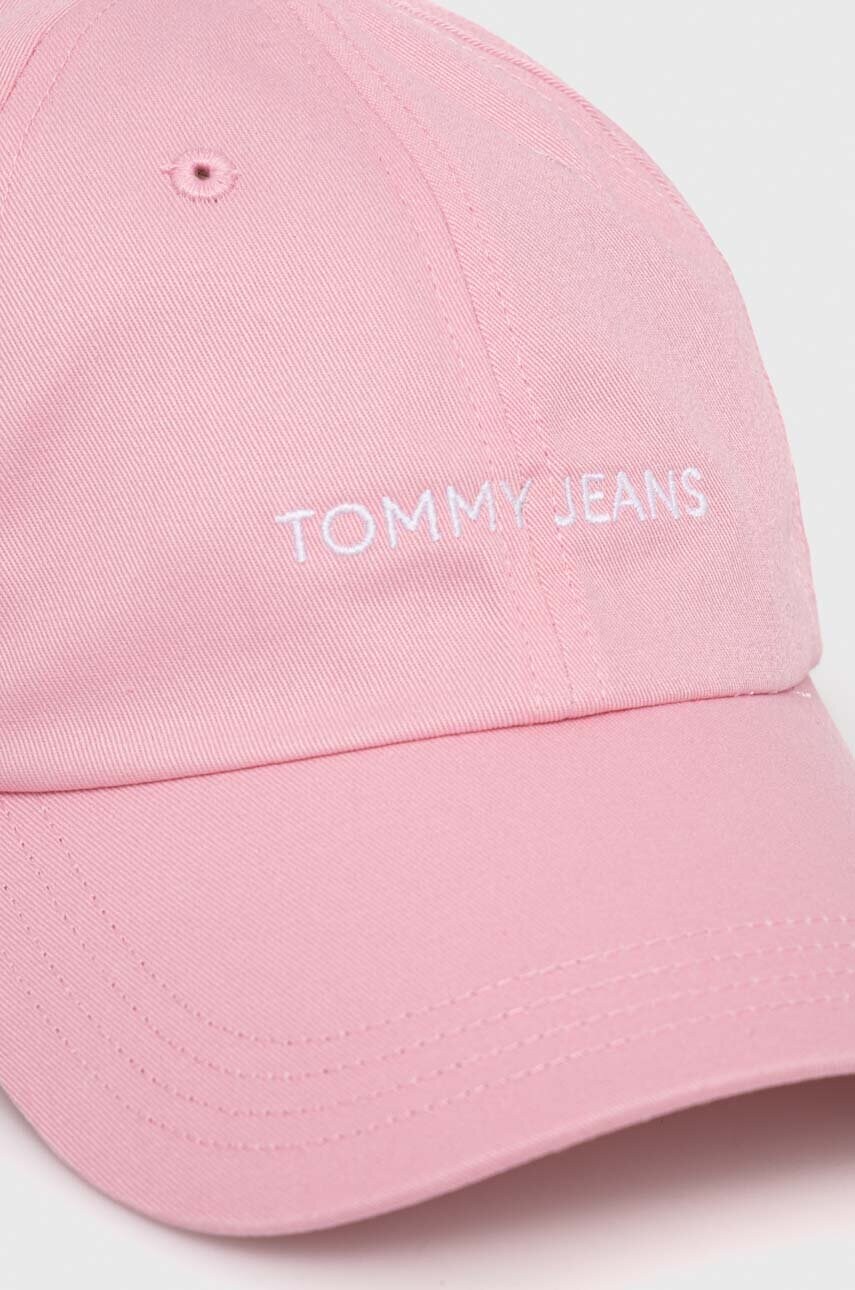 Бавовняна бейсболка Tommy Jeans колір рожевий однотонна