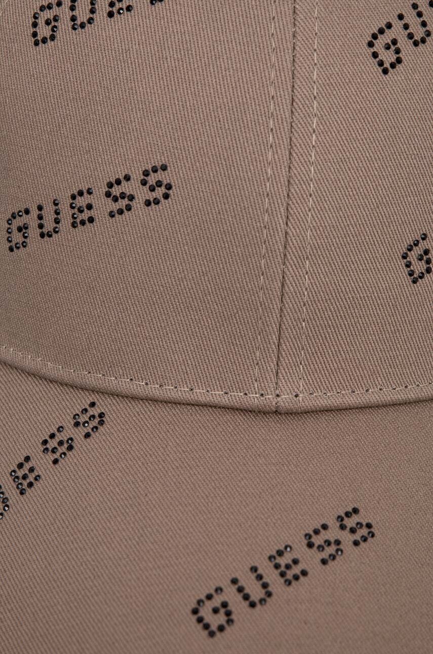 Бавовняна бейсболка Guess колір коричневий з аплікацією