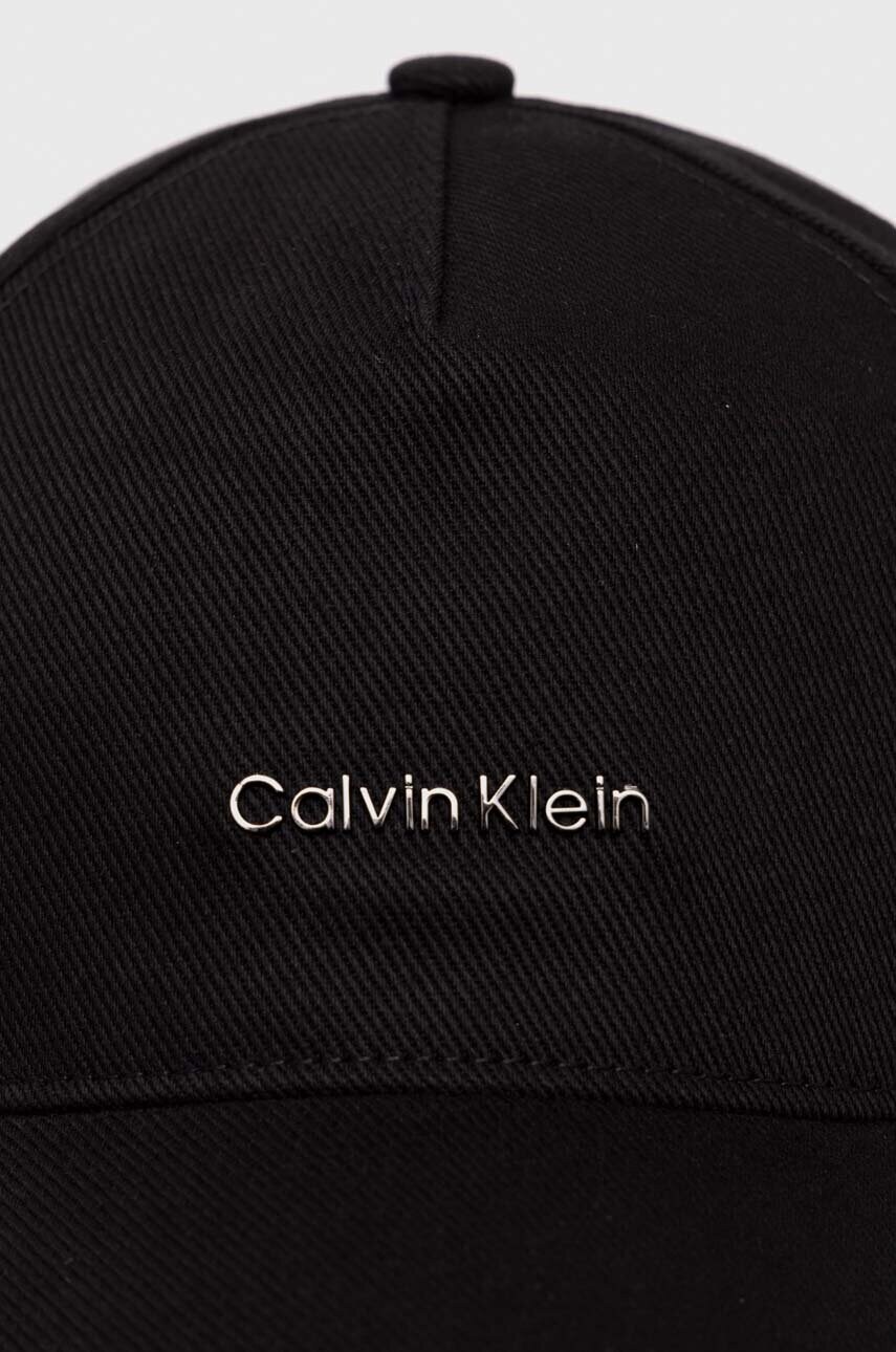 Бавовняна бейсболка Calvin Klein колір чорний з аплікацією