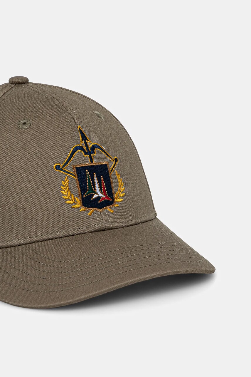 Бавовняна бейсболка Aeronautica Militare колір зелений з аплікацією