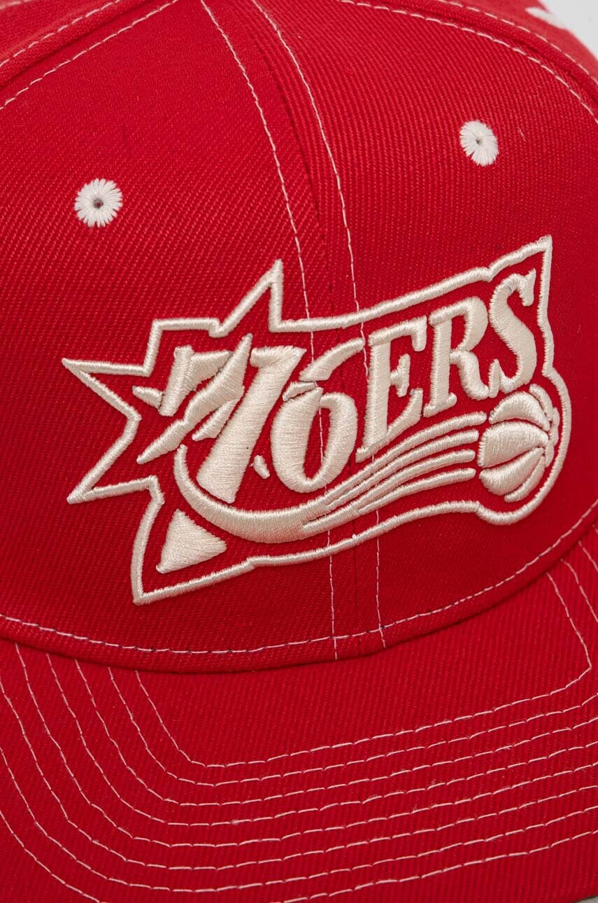 Кепка Mitchell&Ness NBA PHILADELPHIA 76ERS колір червоний з аплікацією