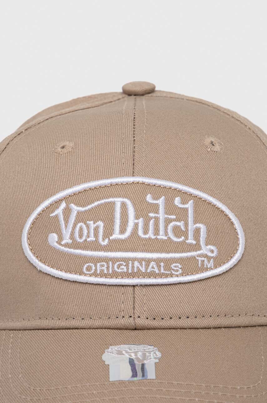 Бавовняна бейсболка Von Dutch колір бежевий з аплікацією