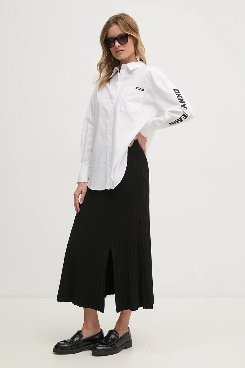 Бавовняна сорочка Dkny жіноча колір чорний relaxed класичний комір E31M1RDM