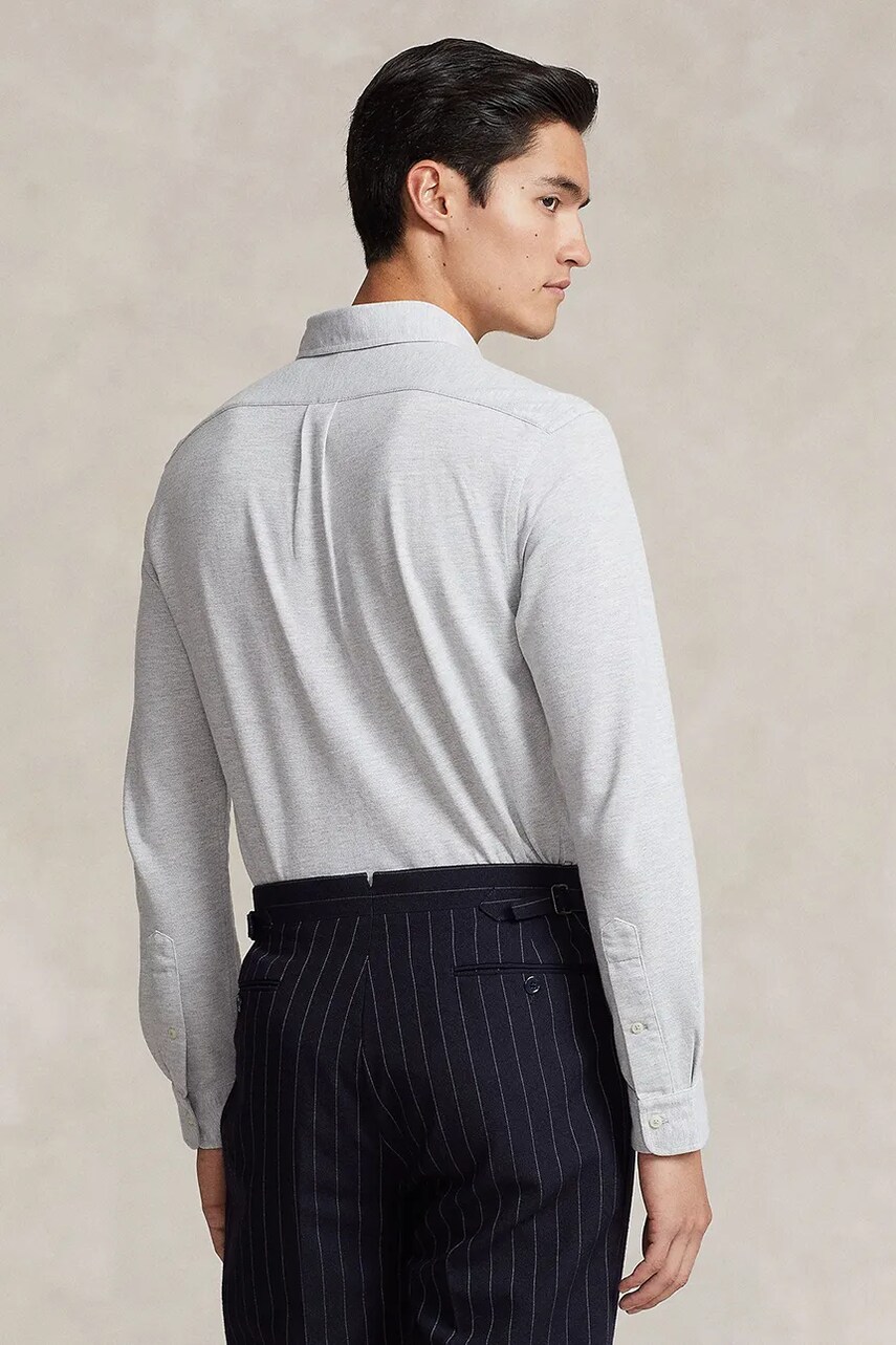 Бавовняна сорочка Polo Ralph Lauren чоловіча колір сірий regular комір button-down 710932545