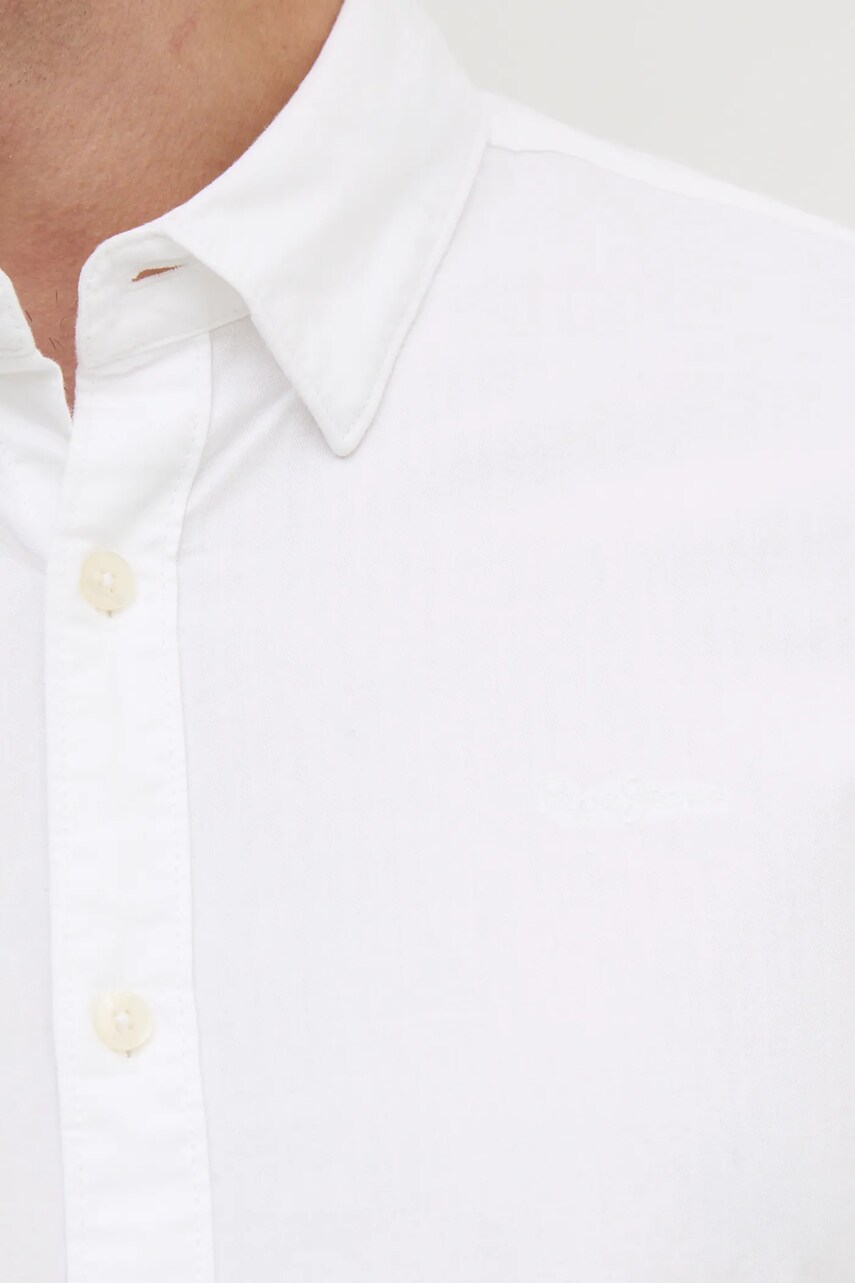 Бавовняна сорочка Pepe Jeans чоловіча колір білий regular комір button-down