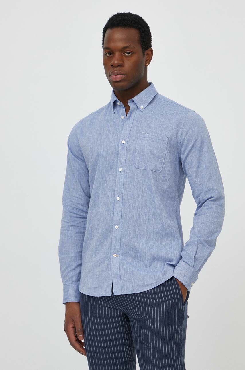 Сорочка з льону Barbour slim комір button-down