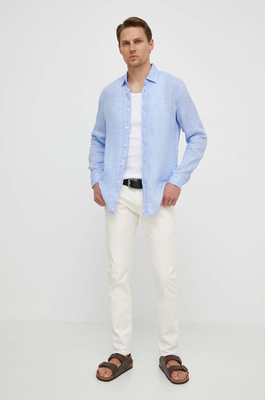 Сорочка з льону United Colors of Benetton regular класичний комір