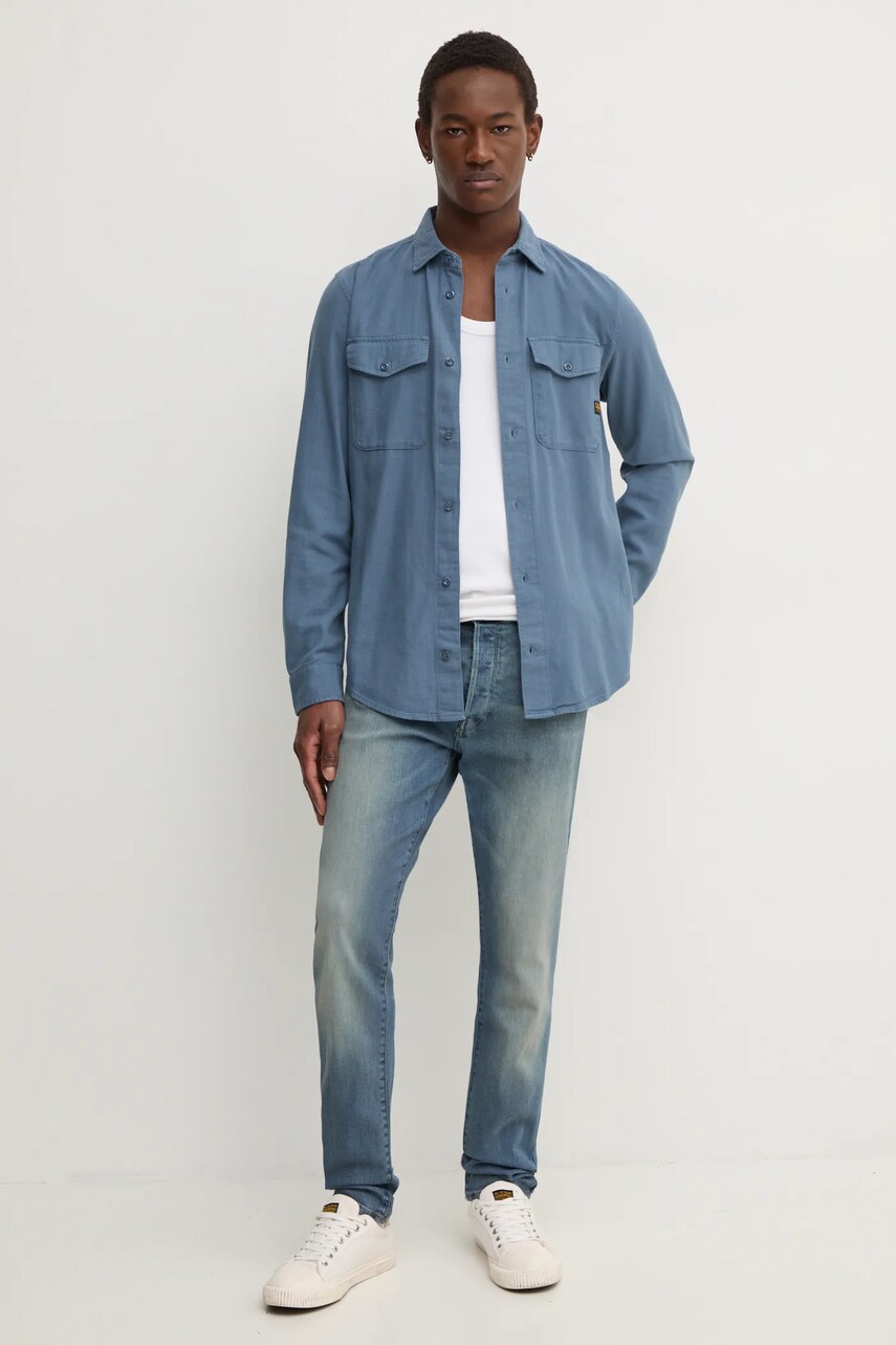 Бавовняна сорочка G-Star Raw чоловіча regular класичний комір
