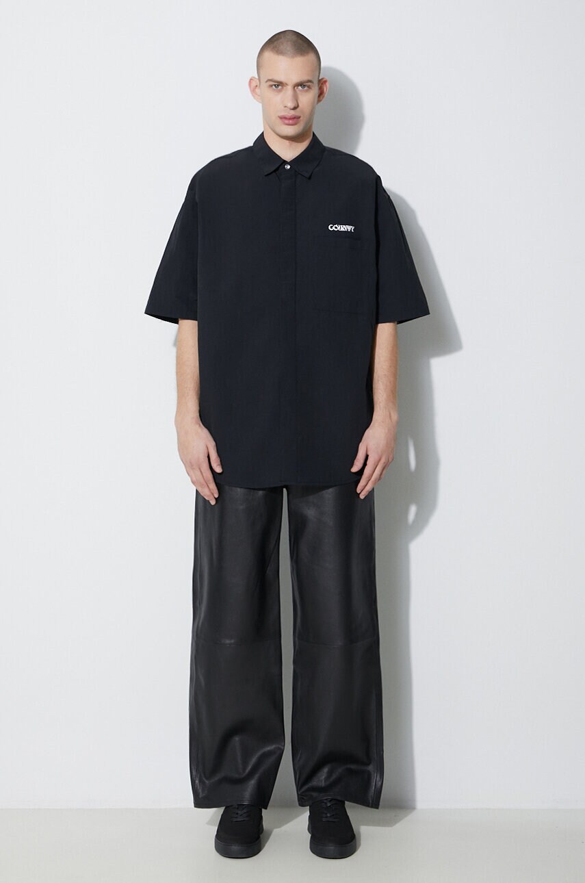 Сорочка Marcelo Burlon Logo Nylon Over Shirt чоловіча колір чорний relaxed класичний комір CMGG005S24FAB0011001