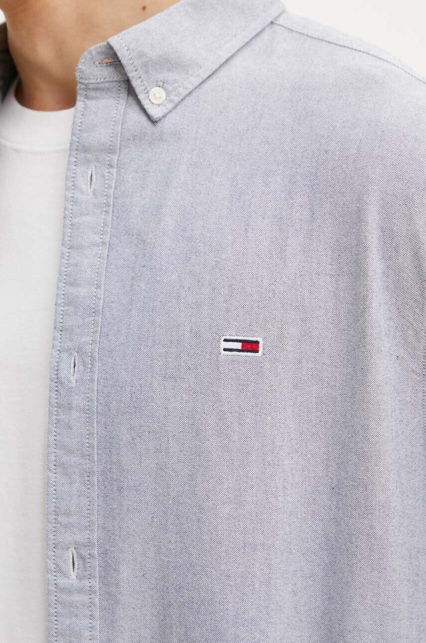 Бавовняна сорочка Tommy Jeans чоловіча колір синій regular комір button-down