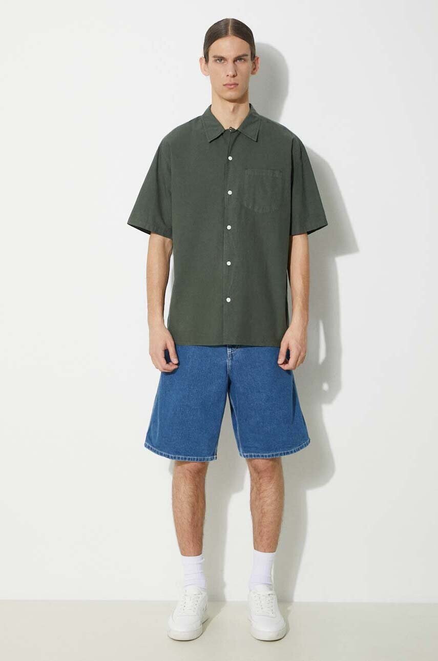 Сорочка Norse Projects Carsten Cotton Tencel чоловіча колір зелений regular класичний комір N40.0579.8022