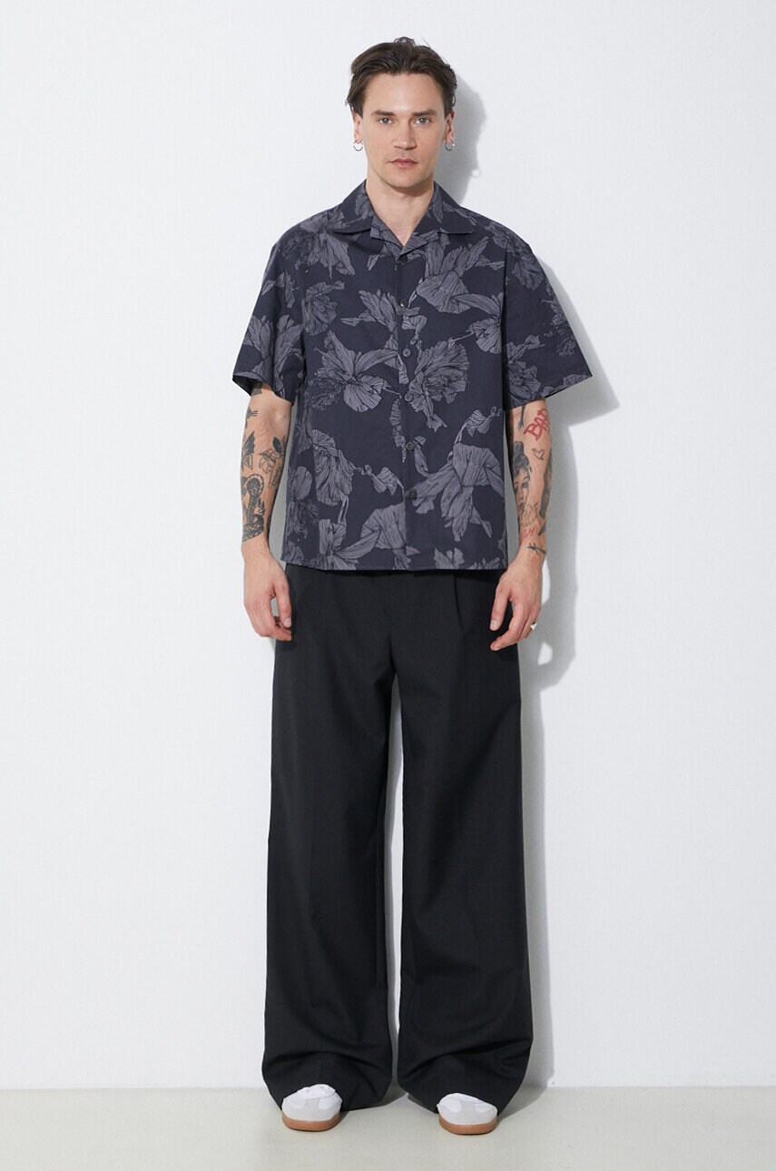 Бавовняна сорочка Neil Barrett Boxy Bold Flowers Print Short Sleeve Shirt чоловіча колір сірий regular MY60214A-Y059-763N