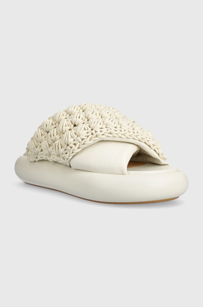 Шльопанці JW Anderson Crochet Twister жіночі колір бежевий на платформі ANW42027A
