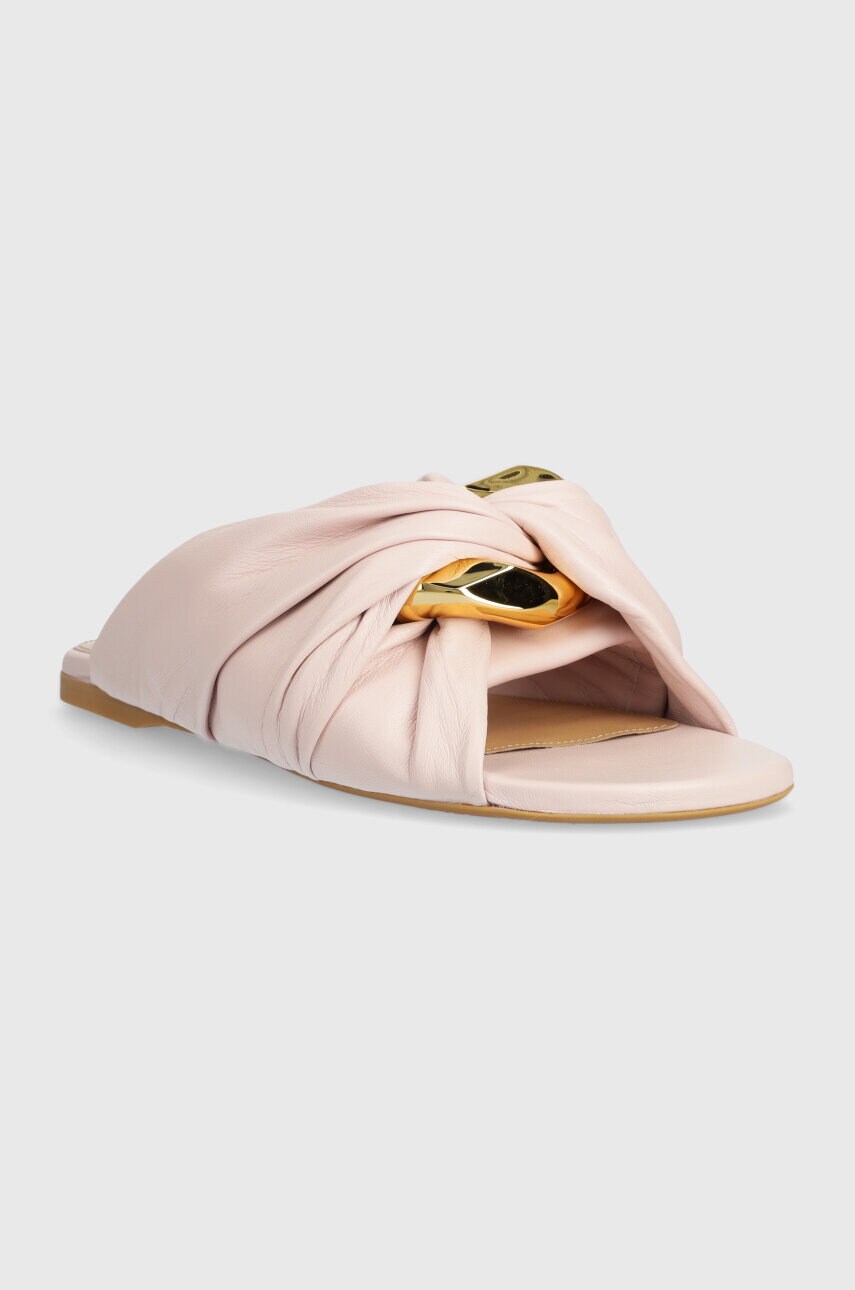 Шкіряні шльопанці JW Anderson Corner Heel жіночі колір рожевий ANW42061A
