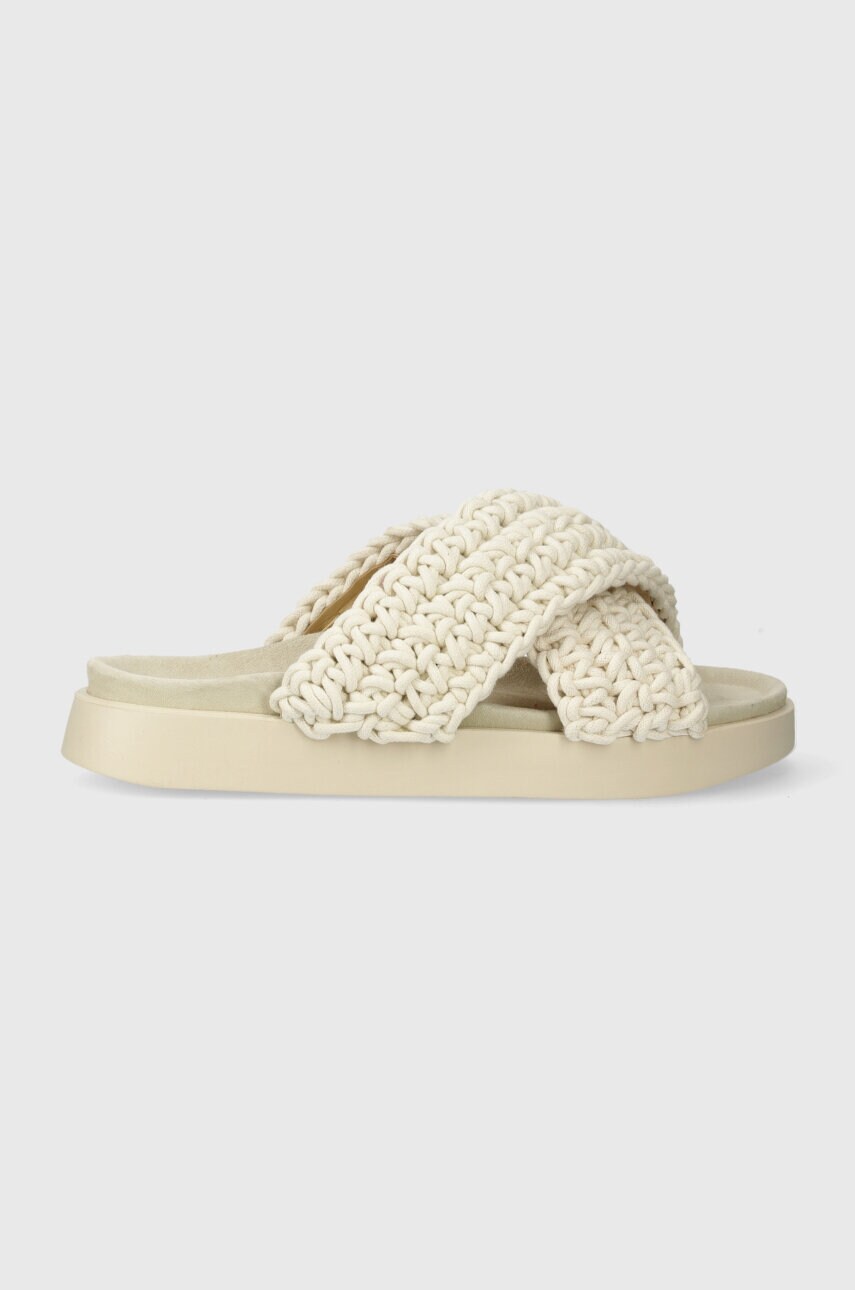 Шльопанці Inuikii Woven жіночі колір білий на платформі 70104-105