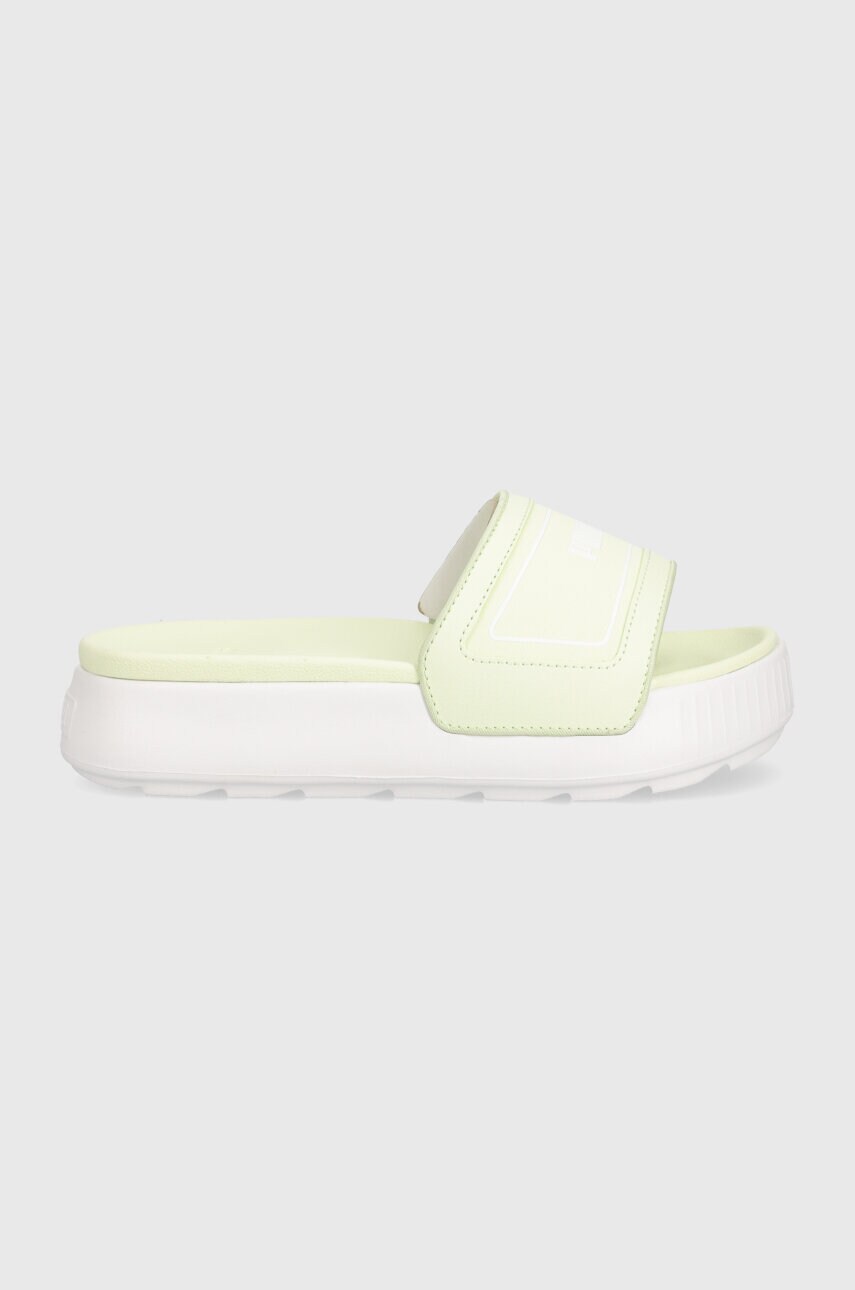 Шльопанці Puma Karmen Slide жіночі колір зелений на платформі 389073