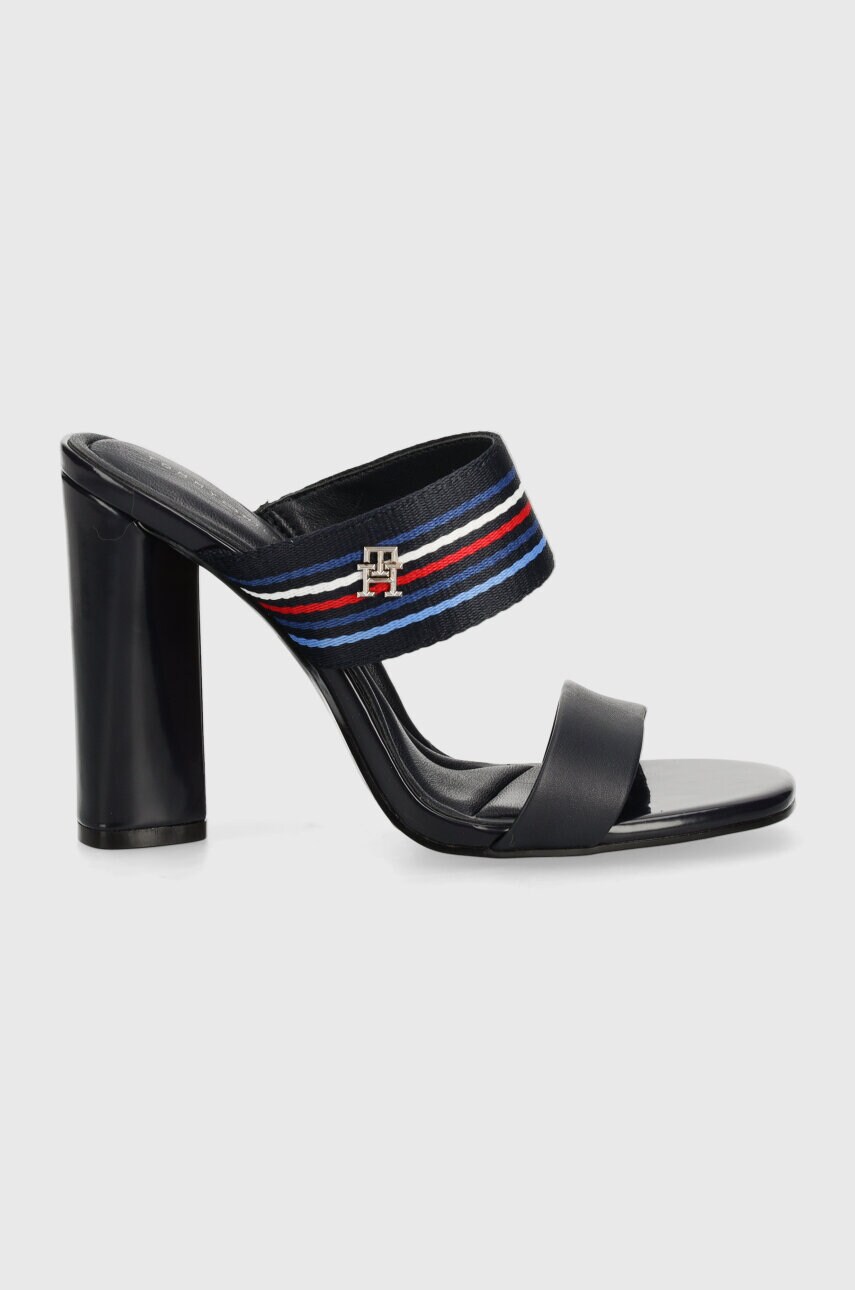 Шльопанці Tommy Hilfiger жіночі колір синій каблук блок FW0FW07921