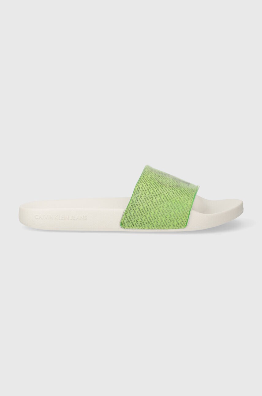 Шльопанці Calvin Klein Jeans SLIDE LENTICULAR чоловічі колір зелений YM0YM00953